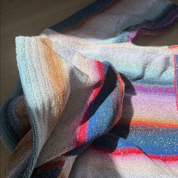 Missoni Hooded Striped Wool-Blend Cape in Red, Blue, Purple & Cream - Picture 5 of 7